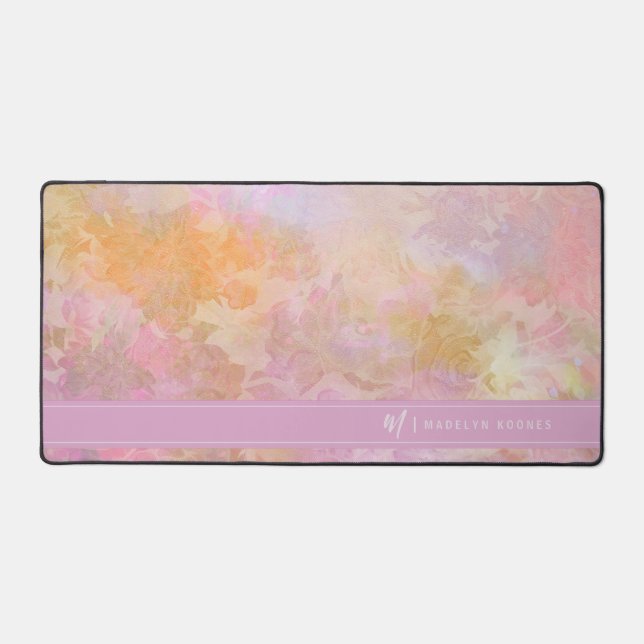 Alfrombrillas De Escritorio Pastel Florals Chic Script Monogram (Anverso)