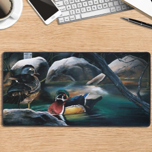 Alfrombrillas De Escritorio Patos de Madera Pareja Estanque Naturaleza Vida Si