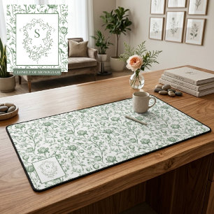 Alfrombrillas De Escritorio Patrimonio Lujo Sage Toile Francés Monograma Crest