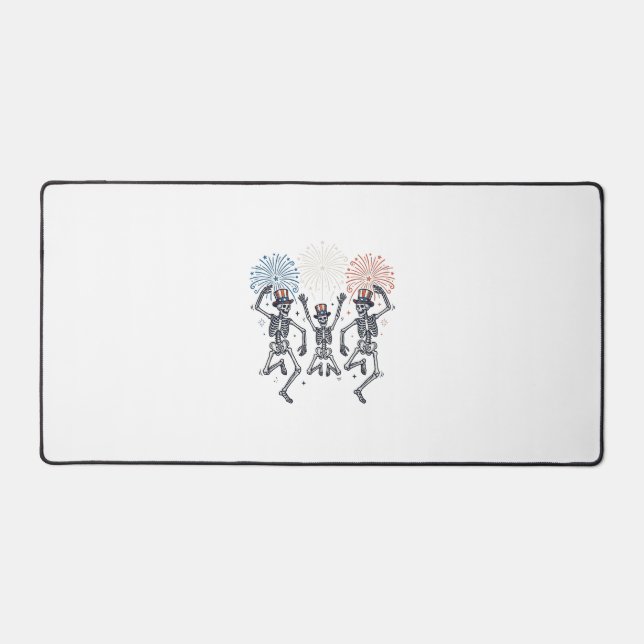 Alfrombrillas De Escritorio Patriotic Dancing Skeleton Fireworks Vintage Shirt (Anverso)