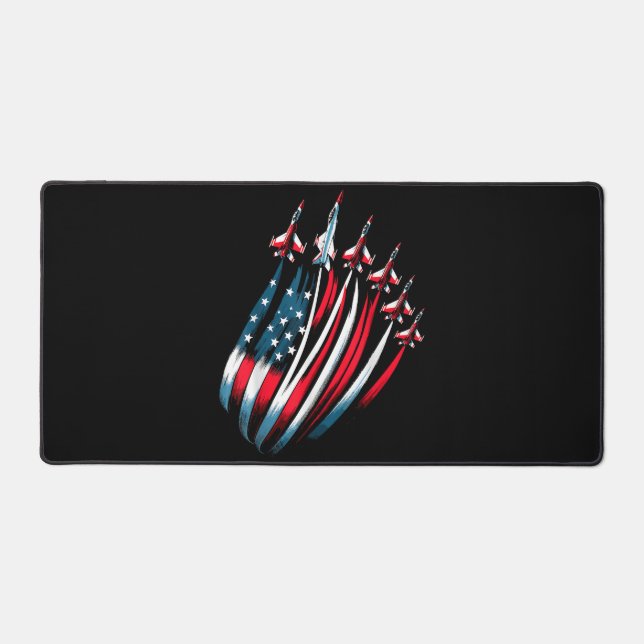 Alfrombrillas De Escritorio Patriotic USA Flag Fighter Jets Boys 4 de julio (Anverso)