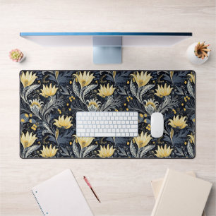Alfrombrillas De Escritorio Patrón Art Nouveau Oscuro Floral Amarillo