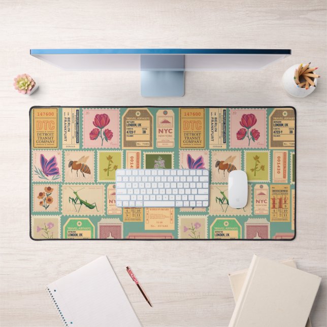 Alfrombrillas De Escritorio Patrón clásico Diseño retro Estampillas y entradas (Oficina 1)