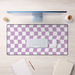 Alfrombrillas De Escritorio Patrón Cute Girly Purple White Wavly Checker