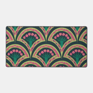 Alfrombrillas De Escritorio Patrón de abanico floral rosa y verde