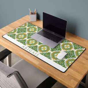 Alfrombrillas De Escritorio Patrón de azulejos mediterráneos geométricos verde