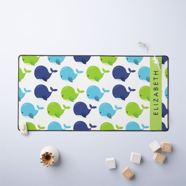 Alfrombrillas De Escritorio Patrón de Ballenas, Ballenas Cutas, Tu Nombre (Mesa para niños)