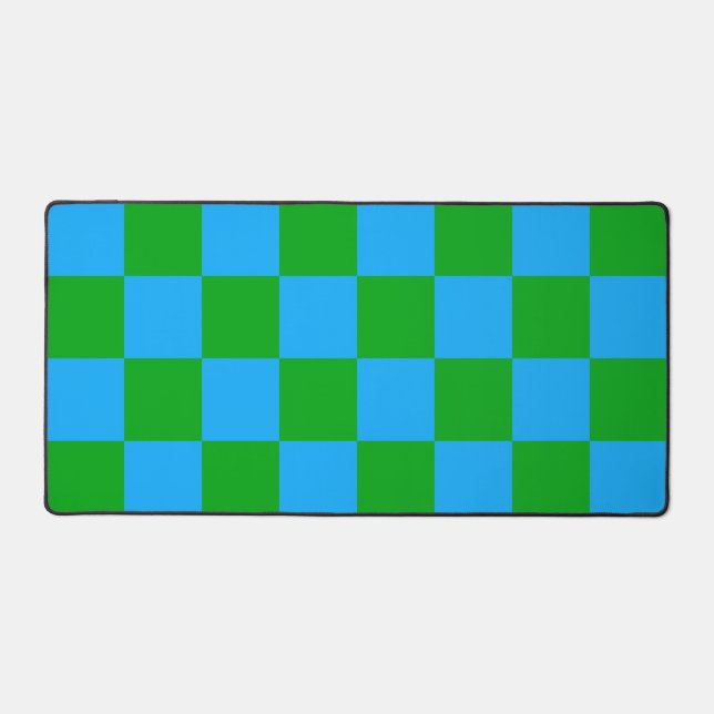 Alfrombrillas De Escritorio Patrón de comprobación verde azul (Anverso)