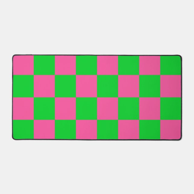 Alfrombrillas De Escritorio Patrón de comprobación verde rosa (Anverso)