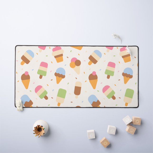 Alfrombrillas De Escritorio Patrón De Crema De Hielo, Cono De Crema De Hielo,  (Mesa para niños)