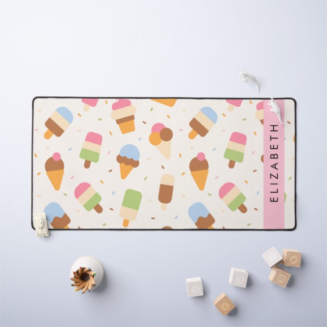 Alfrombrillas De Escritorio Patrón de crema de hielo, cono de crema de hielo,  (Mesa para niños)