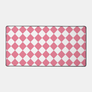 Alfrombrillas De Escritorio Patrón de cuadros de diamante rosa blanco