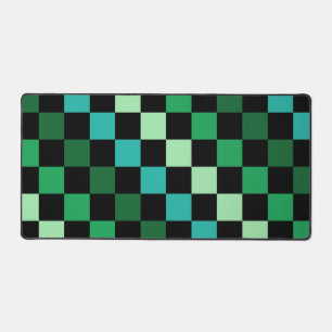 Alfrombrillas De Escritorio Patrón de cuadros gingham verde azul