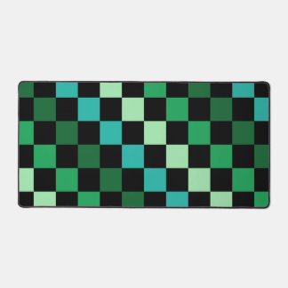 Alfrombrillas De Escritorio Patrón de cuadros gingham verde azul