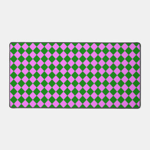 Alfrombrillas De Escritorio Patrón de diamante de cuadros rosa verde