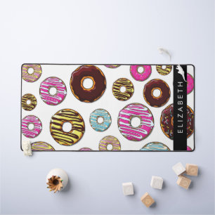 Alfrombrillas De Escritorio Patrón De Donuts, Donuts Coloridos, Su Nombre