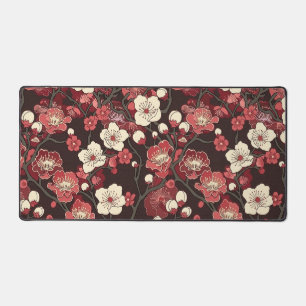 Alfrombrillas De Escritorio Patrón de Flor de Sakura Burgundy Oscuro Coral Flo