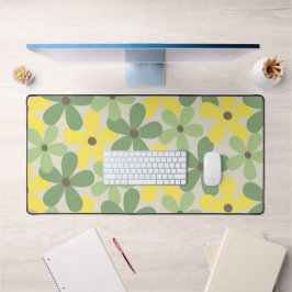 Alfrombrillas De Escritorio Patrón de flor del año 2007 retro amarillo verde