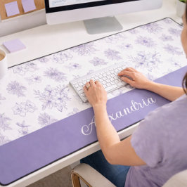 Alfrombrillas De Escritorio Patrón de Flor Púrpura con Nombre Personalizado