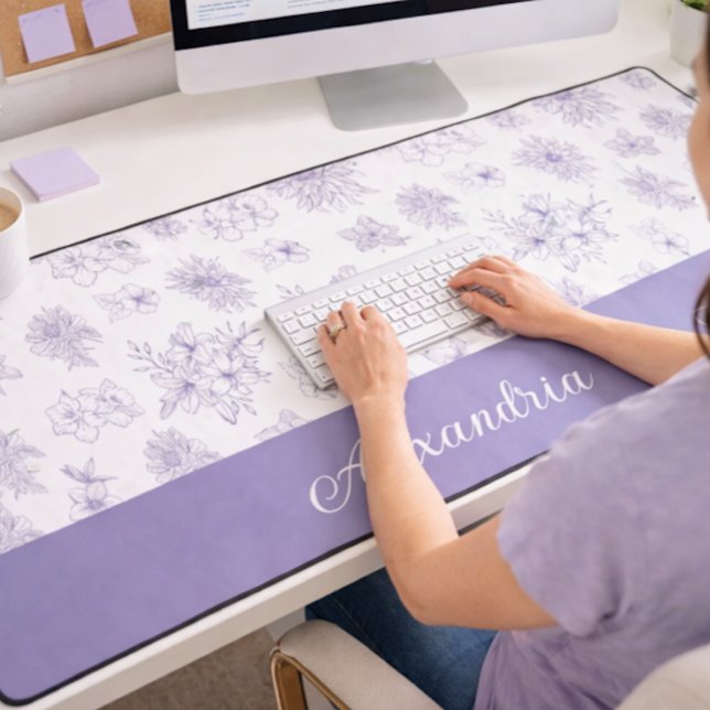 Alfrombrillas De Escritorio Patrón de Flor Púrpura con Nombre Personalizado (Subido por el creador)