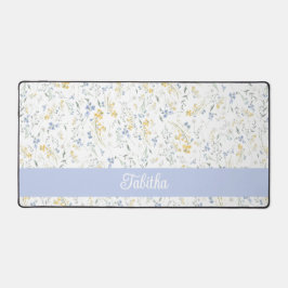 Alfrombrillas De Escritorio Patrón de Flor Silvestre Amarillo Azul con Nombre