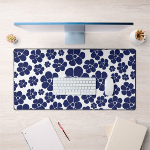 Alfrombrillas De Escritorio Patrón de flores - Azul y blanco