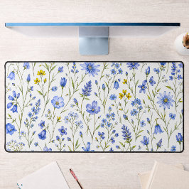 Alfrombrillas De Escritorio Patrón de flores silvestres acuarela azul amarillo