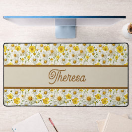 Alfrombrillas De Escritorio Patrón de flores silvestres amarillas con monogram