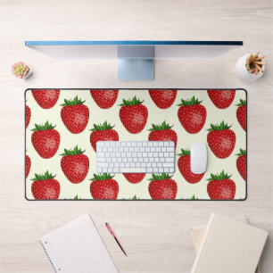 Alfrombrillas De Escritorio Patrón de Fresa, Fresas Rojas, Fruta, Hoja