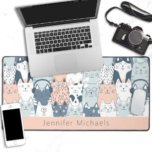 Alfrombrillas De Escritorio Patrón de gatos personalizados encantadores con no