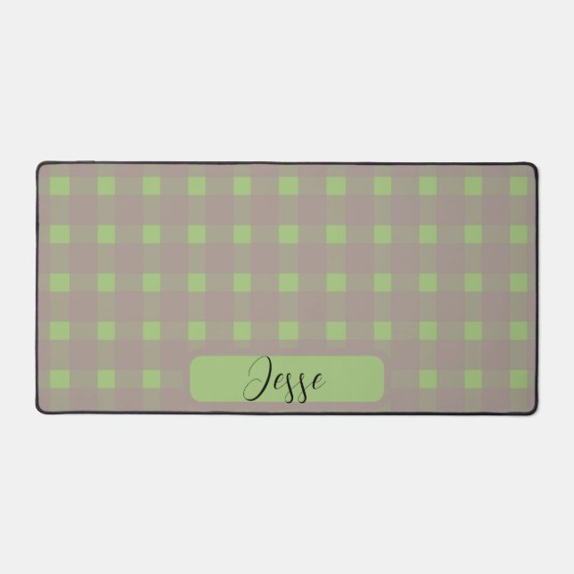 Alfrombrillas De Escritorio Patrón de Gingham gris verde (Anverso)