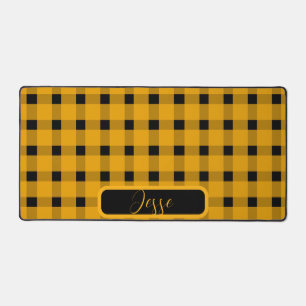 Alfrombrillas De Escritorio Patrón de Gingham negro amarillo