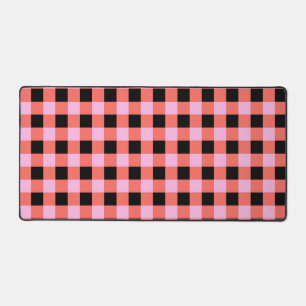 Alfrombrillas De Escritorio Patrón de Gingham negro rosado