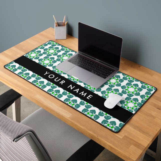 Alfrombrillas De Escritorio Patrón de hojas, hojas verdes, nombre (Oficina 2)