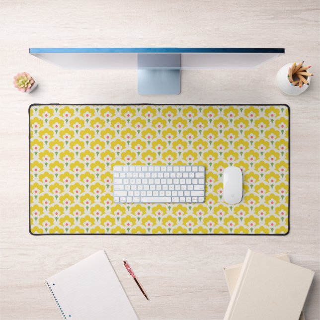Alfrombrillas De Escritorio Patrón de jardín de flores amarillo retro (Oficina 1)