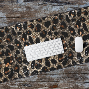 Alfrombrillas De Escritorio Patrón de leopardo dorado negro marrón brillo de l