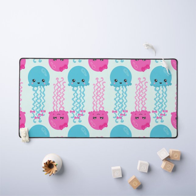 Alfrombrillas De Escritorio Patrón de medusas, medusas cortas, animales marino (Mesa para niños)