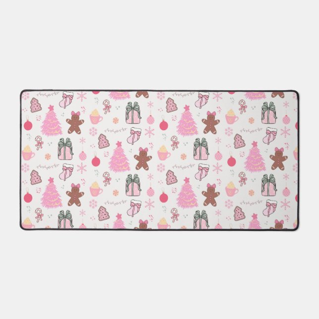 Alfrombrillas De Escritorio Patrón de Navidades rosados (Anverso)