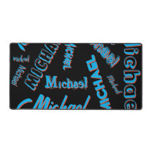 Patrón de nombre monograma azul rojo negro color