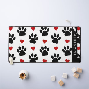Alfrombrillas De Escritorio Patrón De Patas, Patas Negras, Corazones Rojos, Tu