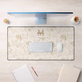 Alfrombrillas De Escritorio Patrón de perro pop neutro lindo Monograma elegant