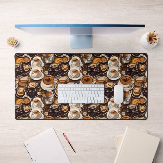 Alfrombrillas De Escritorio Patrón de pintura de aceite de café de capuchino (Oficina 1)