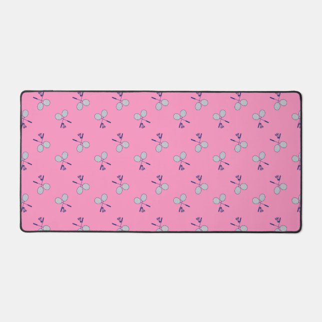 Alfrombrillas De Escritorio Patrón de racquet de Badminton rosa (Anverso)