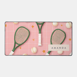 Alfrombrillas De Escritorio Patrón de raqueta de tenis retro personalizado mon