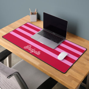 Alfrombrillas De Escritorio Patrón de rayas rosadas y rojas personalizado