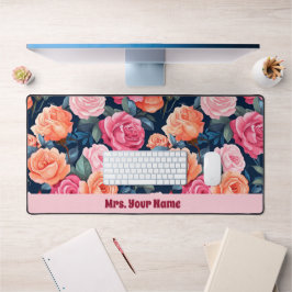 Alfrombrillas De Escritorio Patrón de Rosas de Naranja rosado rojo