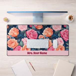 Alfrombrillas De Escritorio Patrón de Rosas de Naranja rosado rojo
