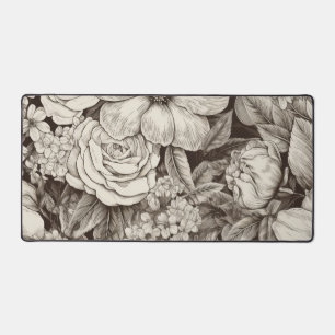 Alfrombrillas De Escritorio Patrón de Sepia Floral Vintage (1)