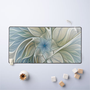 Alfrombrillas De Escritorio Patrón de sueño floral abstracto azul caqui fracta