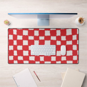 Alfrombrillas De Escritorio Patrón de tablero de cheques rojo y rosa negrita y